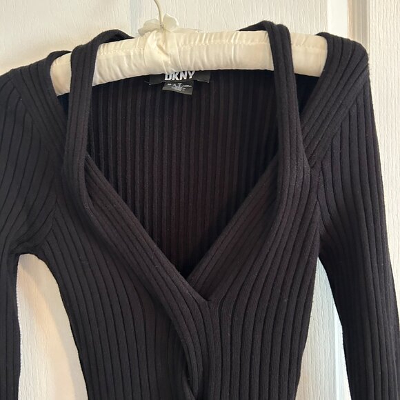DKNY Black Ribbed Knit Midi Dress – Size S - Picture 5 of 6